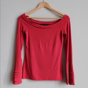 White House Black Market Fitted Bell Sleeve Shirt